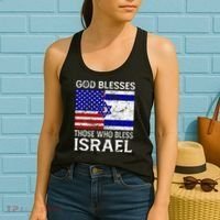 God Blesses Those Who Bless Israel Usa Flag Israeli Flag Women's Tank Top thumb 2