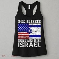 God Blesses Those Who Bless Israel Usa Flag Israeli Flag Women's Tank Top thumb 3