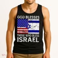God Blesses Those Who Bless Israel Usa Flag Israeli Flag Tank Top thumb 3