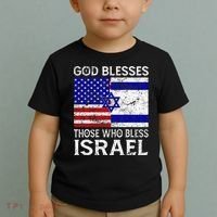 God Blesses Those Who Bless Israel Usa Flag Israeli Flag Toddler T-Shirt thumb 2