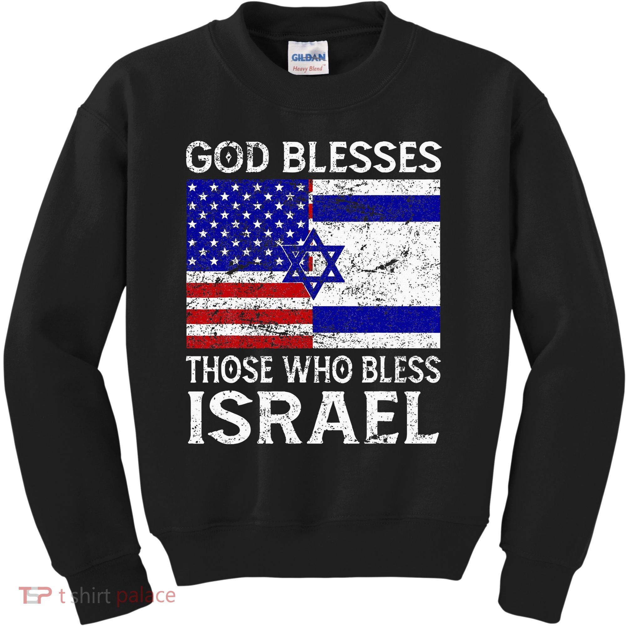 God Blesses Those Who Bless Israel Usa Flag Israeli Flag Kids Sweatshirt