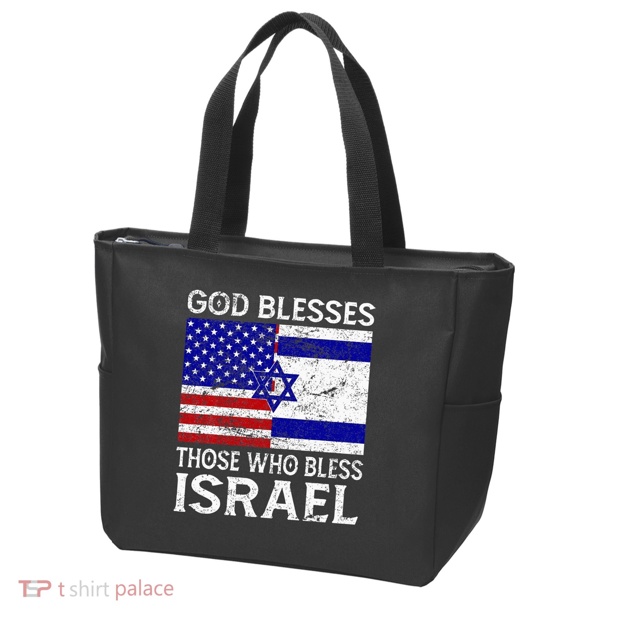 God Blesses Those Who Bless Israel Usa Flag Israeli Flag Tote Bag