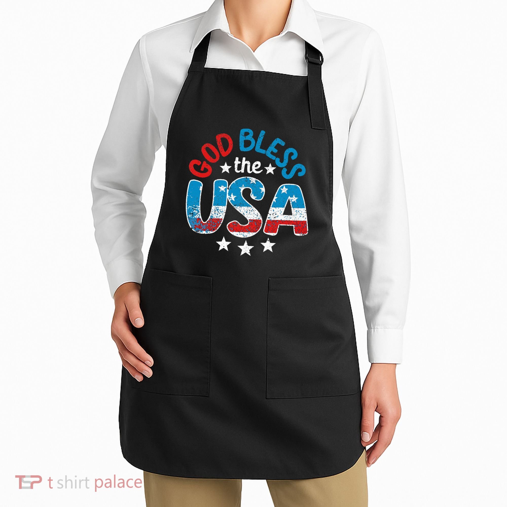 God Bless The Usa American Flag Patriotic Apron
