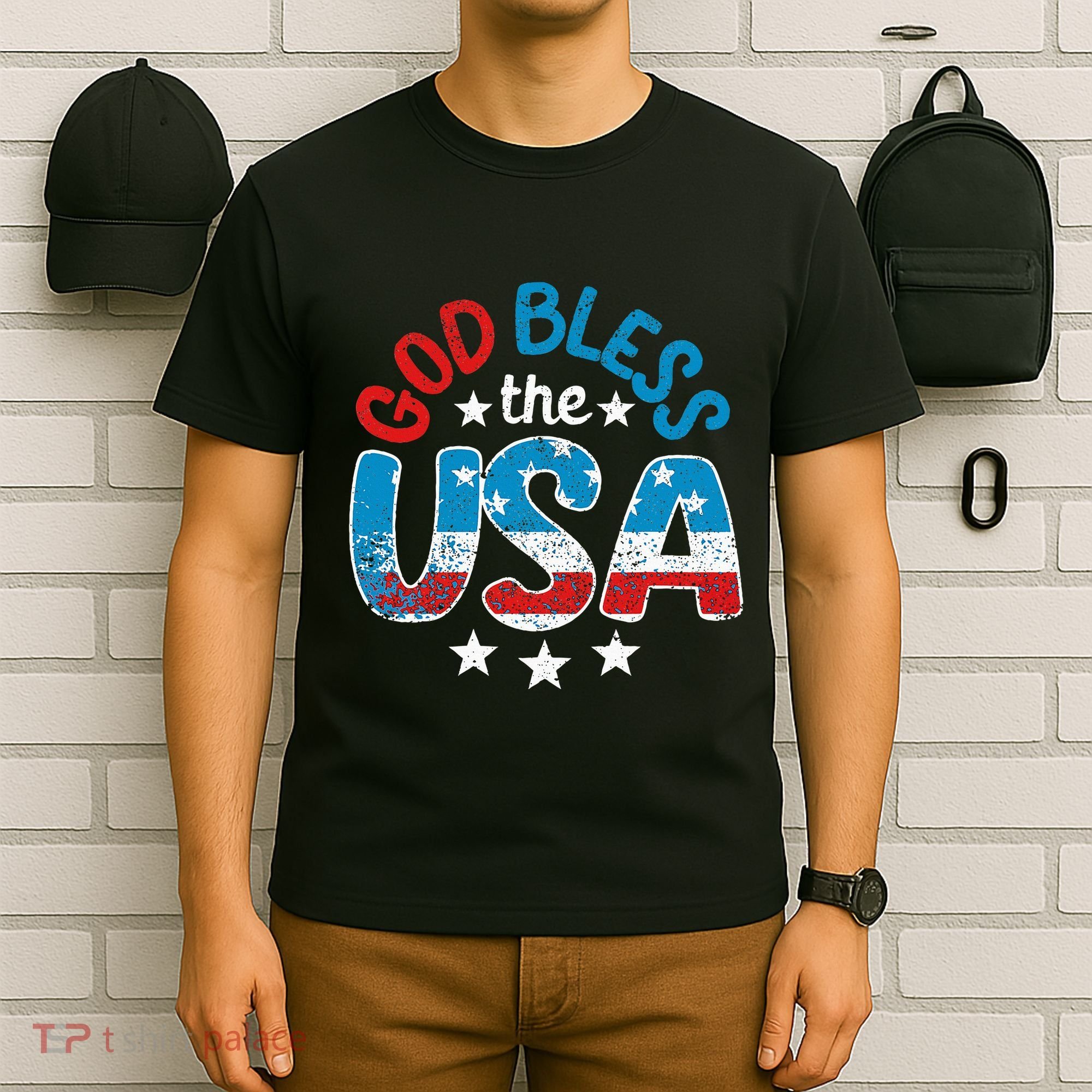 God Bless The Usa American Flag Patriotic T-Shirt