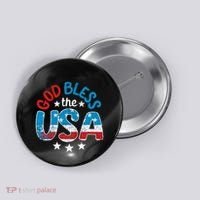 God Bless The Usa American Flag Patriotic Button thumb 0