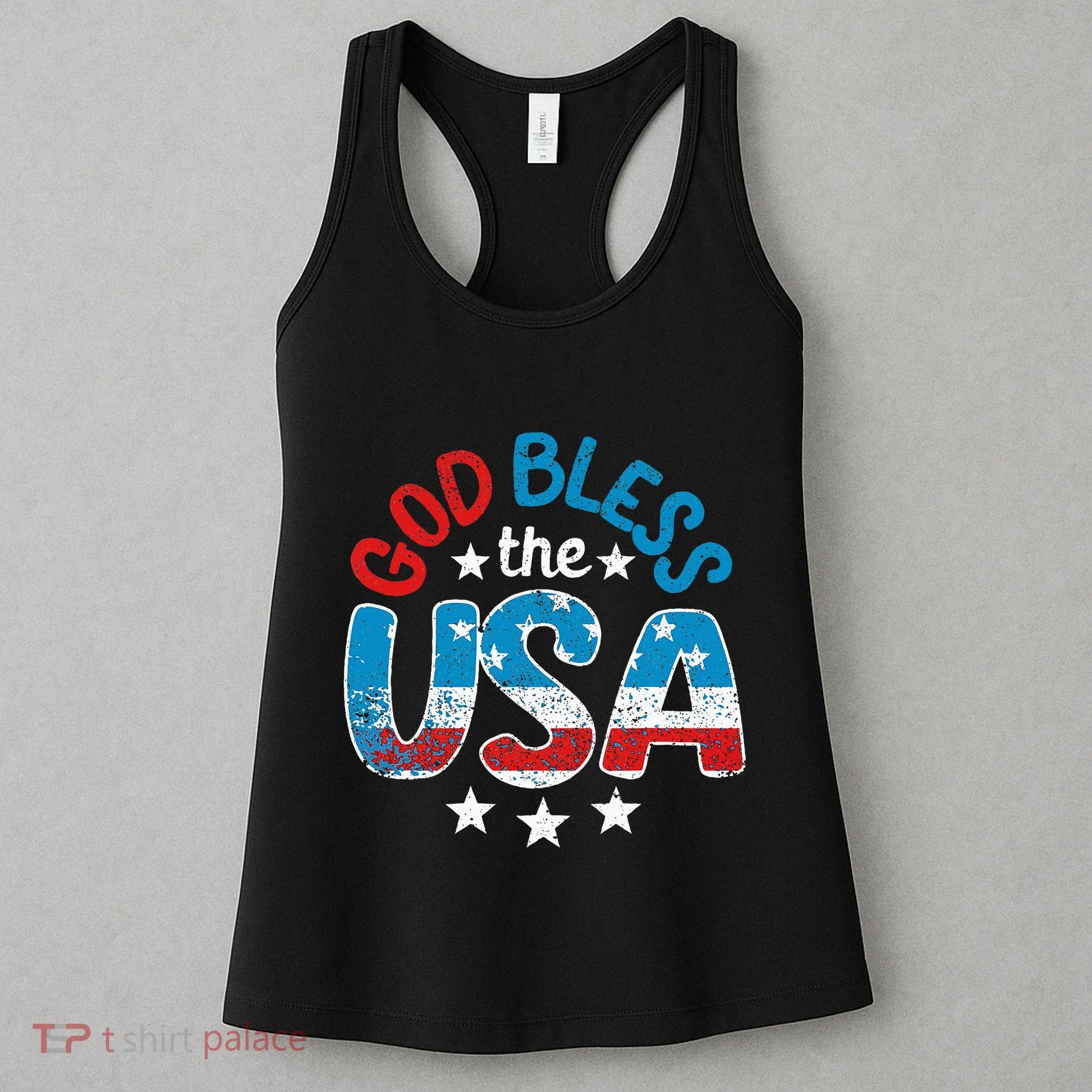 God Bless The Usa American Flag Patriotic Women's Tank Top