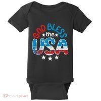 God Bless The Usa American Flag Patriotic Baby Bodysuit thumb 0