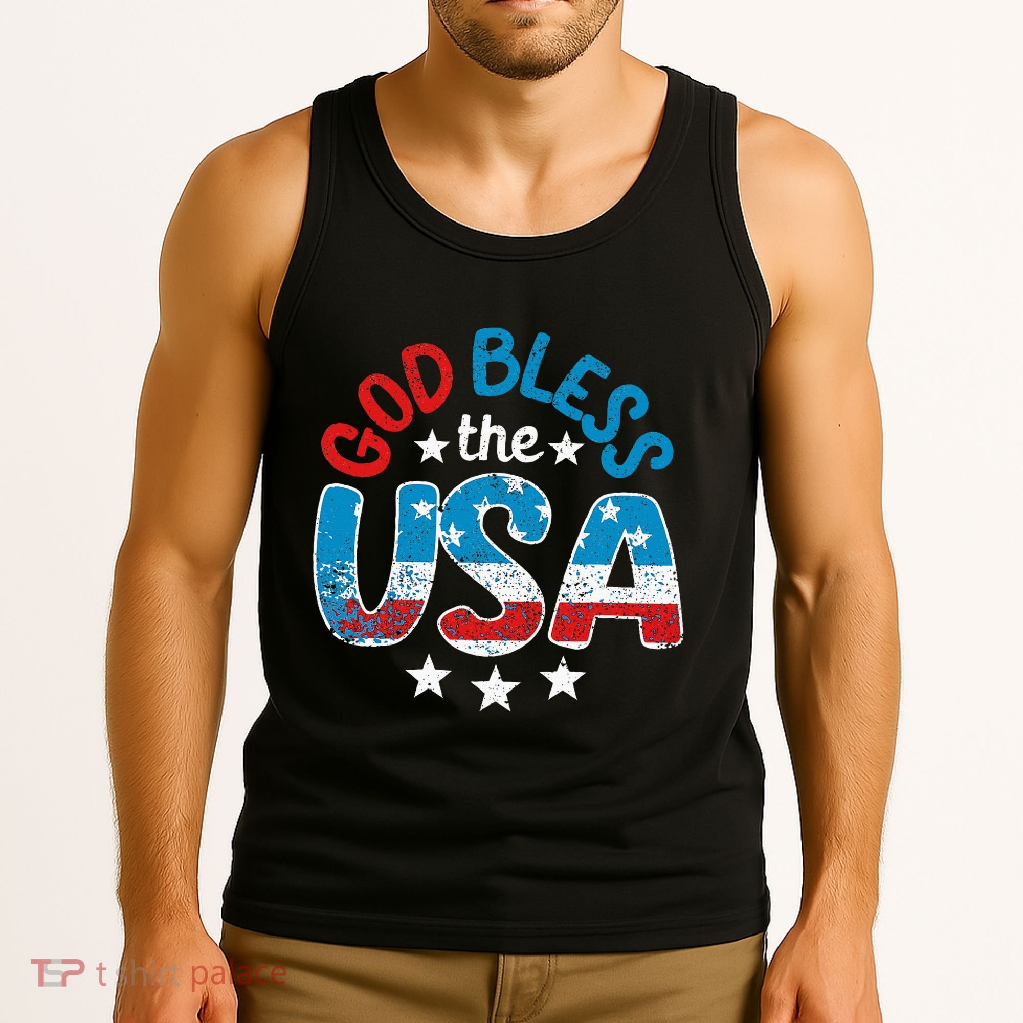 God Bless The Usa American Flag Patriotic Tank Top