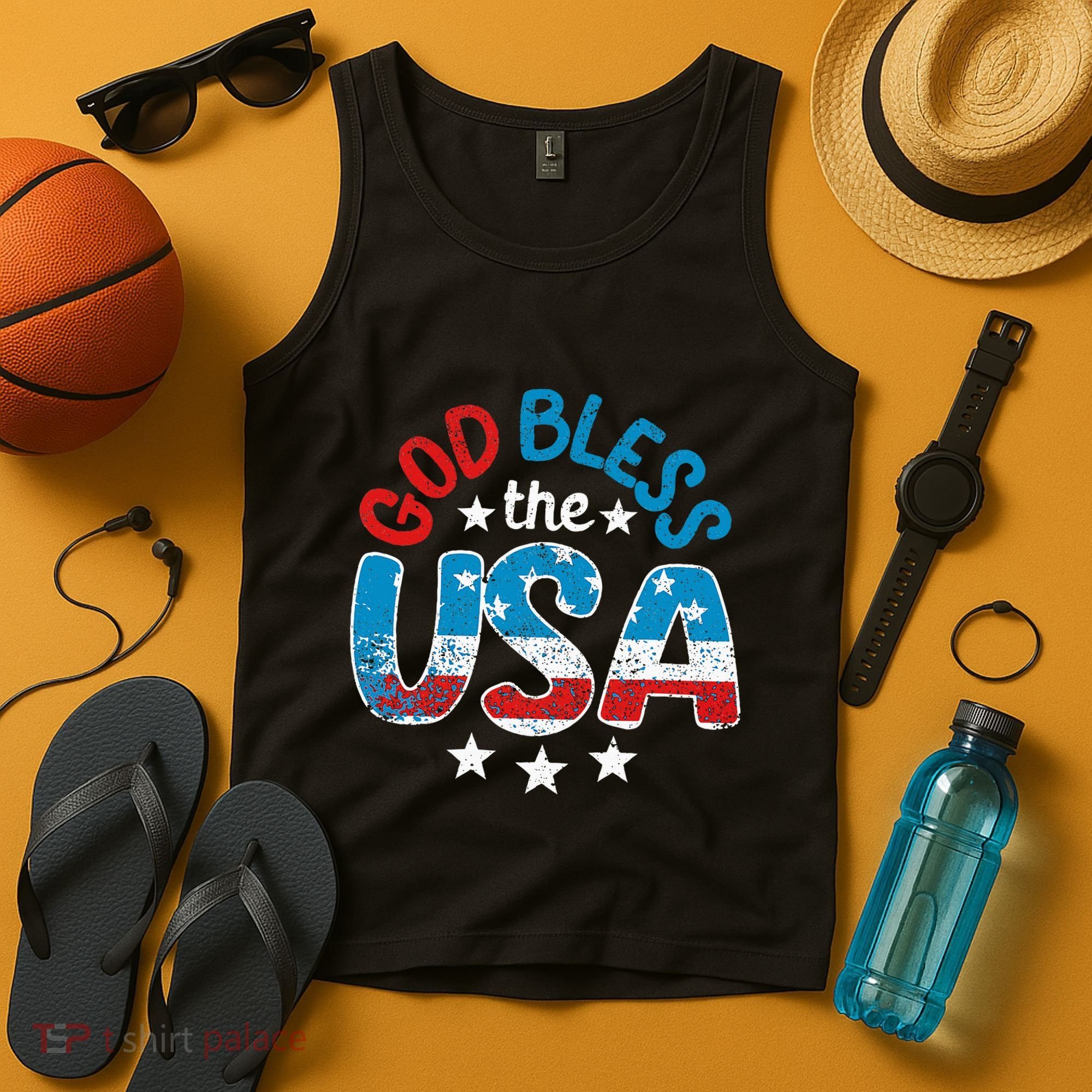 God Bless The Usa American Flag Patriotic Tank Top