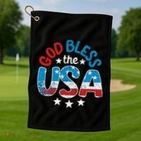 God Bless The Usa American Flag Patriotic Golf Towel thumb 1