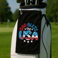 God Bless The Usa American Flag Patriotic Golf Towel thumb 2
