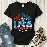 God Bless The Usa American Flag Patriotic Women's T-Shirt thumb 3