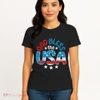 God Bless The Usa American Flag Patriotic Women's T-Shirt thumb 4