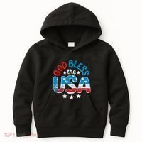 God Bless The Usa American Flag Patriotic Kids Hoodie thumb 0