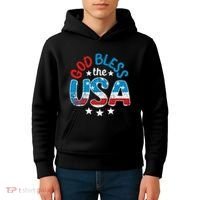 God Bless The Usa American Flag Patriotic Kids Hoodie thumb 4
