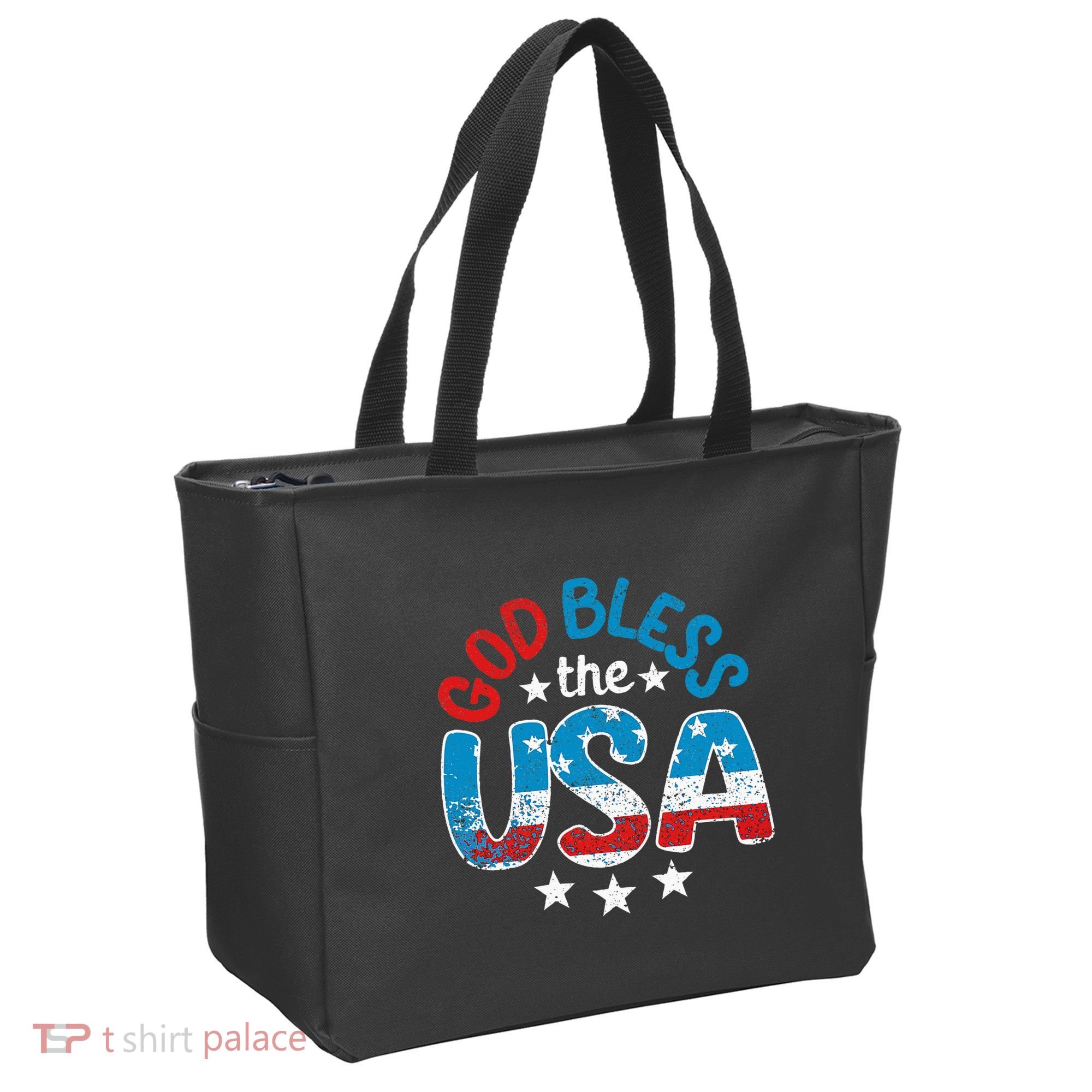 God Bless The Usa American Flag Patriotic Tote Bag
