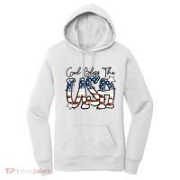 God Bless The USA American Flag Patriotic 4th Of July Women's Hoodie thumb 0