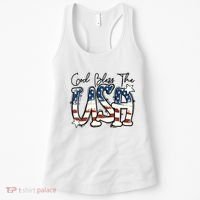 God Bless The USA American Flag Patriotic 4th Of July Women's Tank Top thumb 0