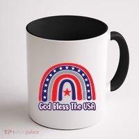 God Bless The Usa Red White And Blue Boho Rainbow Cute Family Funny Gift Coffee Mug thumb 1