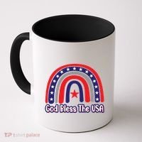 God Bless The Usa Red White And Blue Boho Rainbow Cute Family Funny Gift Coffee Mug thumb 0