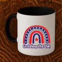 God Bless The Usa Red White And Blue Boho Rainbow Cute Family Funny Gift Coffee Mug thumb 2