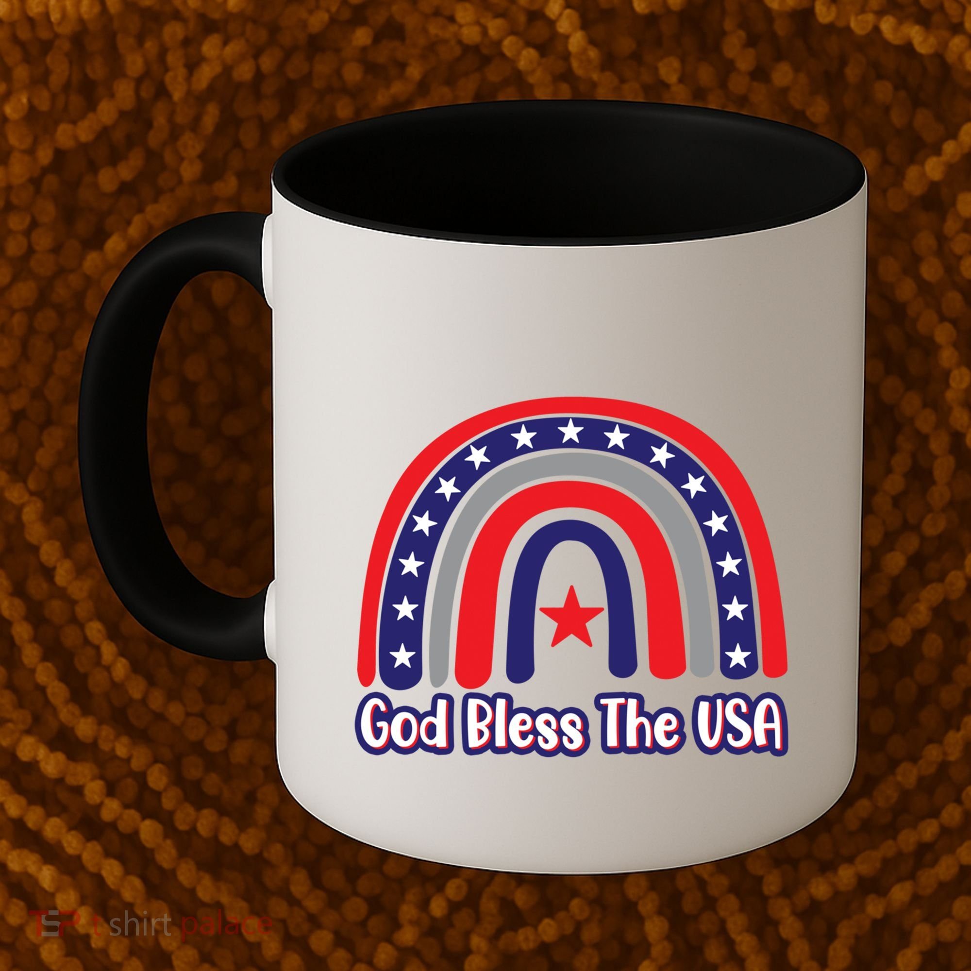 God Bless The Usa Red White And Blue Boho Rainbow Cute Family Funny Gift Coffee Mug