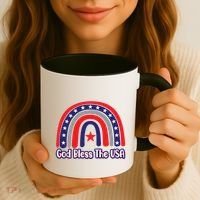 God Bless The Usa Red White And Blue Boho Rainbow Cute Family Funny Gift Coffee Mug thumb 3
