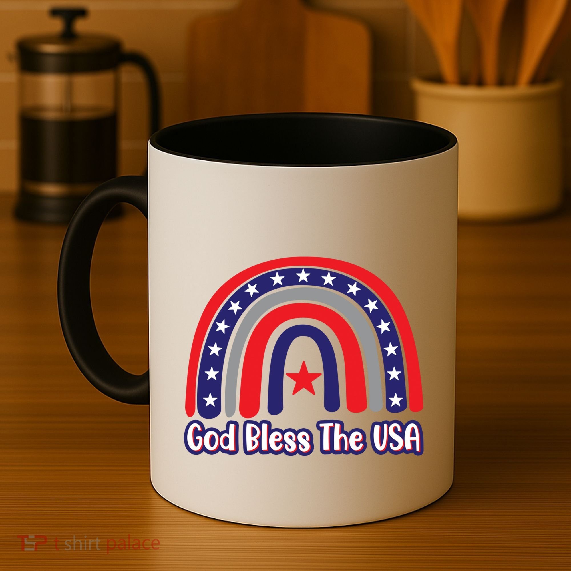 God Bless The Usa Red White And Blue Boho Rainbow Cute Family Funny Gift Coffee Mug