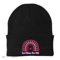 God Bless The Usa Red White And Blue Boho Rainbow Cute Family Funny Gift Beanie thumb 0