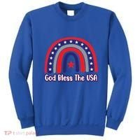God Bless The Usa Red White And Blue Boho Rainbow Cute Family Funny Gift Sweatshirt thumb 0