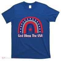 God Bless The Usa Red White And Blue Boho Rainbow Cute Family Funny Gift T-Shirt thumb 0