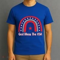 God Bless The Usa Red White And Blue Boho Rainbow Cute Family Funny Gift T-Shirt thumb 3