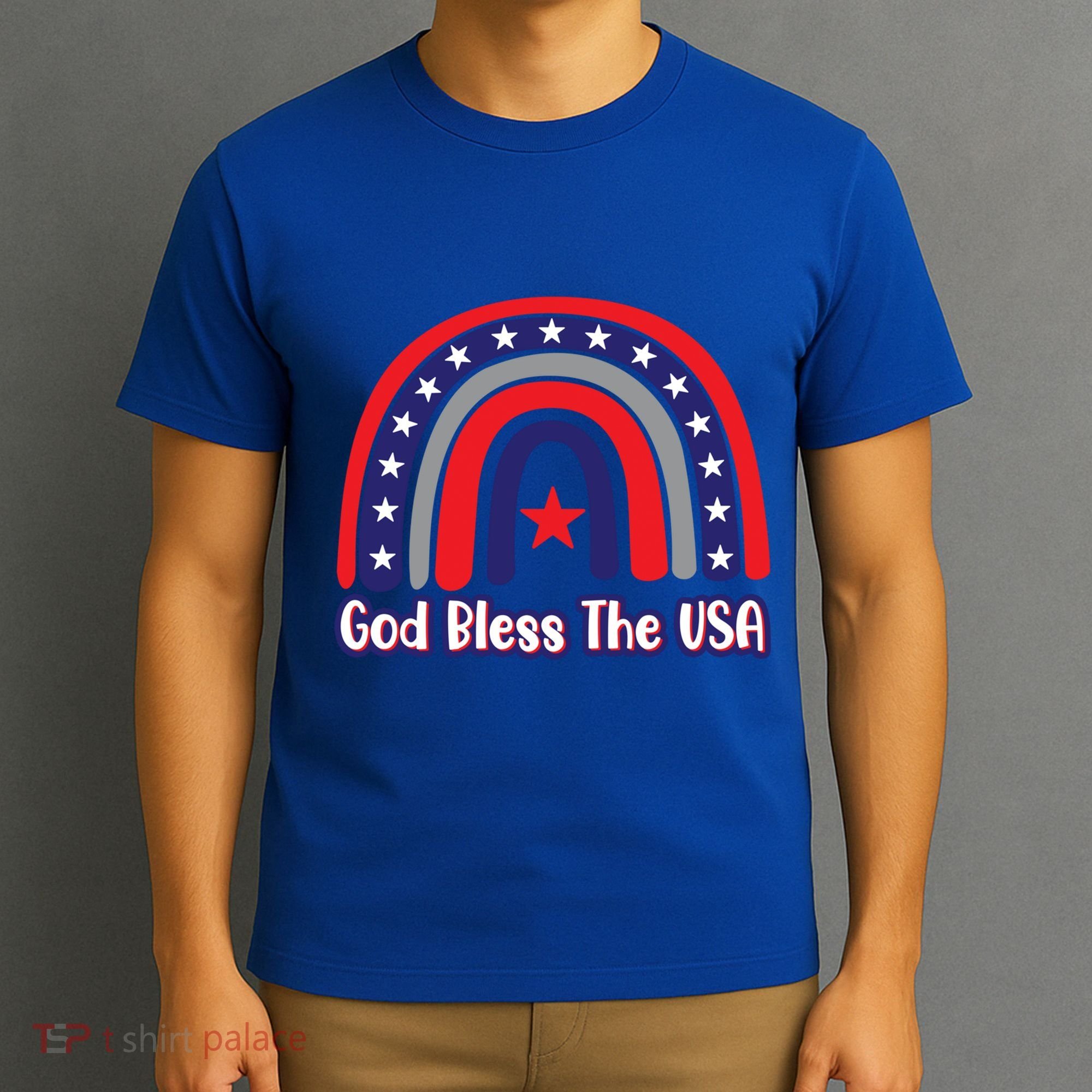 God Bless The Usa Red White And Blue Boho Rainbow Cute Family Funny Gift T-Shirt