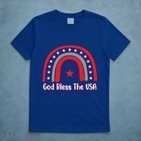 God Bless The Usa Red White And Blue Boho Rainbow Cute Family Funny Gift T-Shirt thumb 5