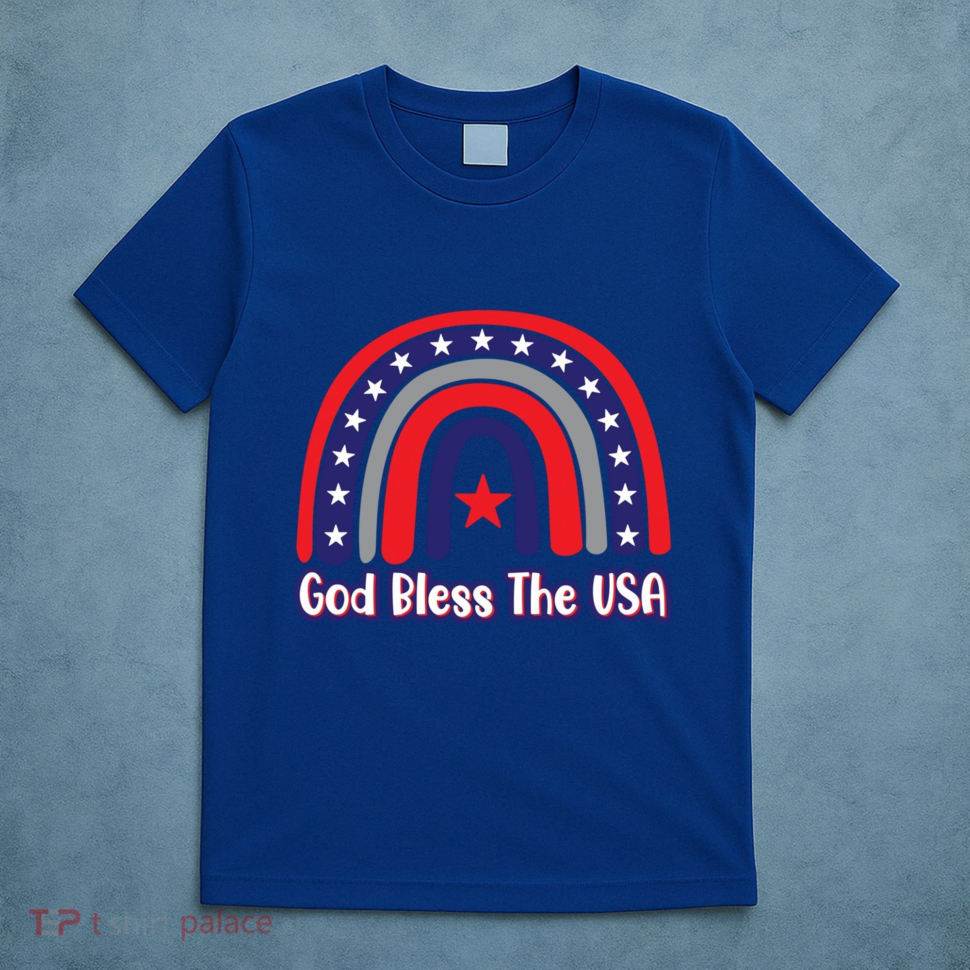 God Bless The Usa Red White And Blue Boho Rainbow Cute Family Funny Gift T-Shirt
