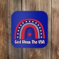 God Bless The Usa Red White And Blue Boho Rainbow Cute Family Funny Gift Coaster thumb 0