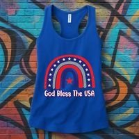 God Bless The Usa Red White And Blue Boho Rainbow Cute Family Funny Gift Women's Tank Top thumb 3