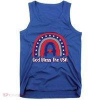 God Bless The Usa Red White And Blue Boho Rainbow Cute Family Funny Gift Tank Top thumb 0