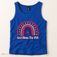 God Bless The Usa Red White And Blue Boho Rainbow Cute Family Funny Gift Tank Top thumb 2