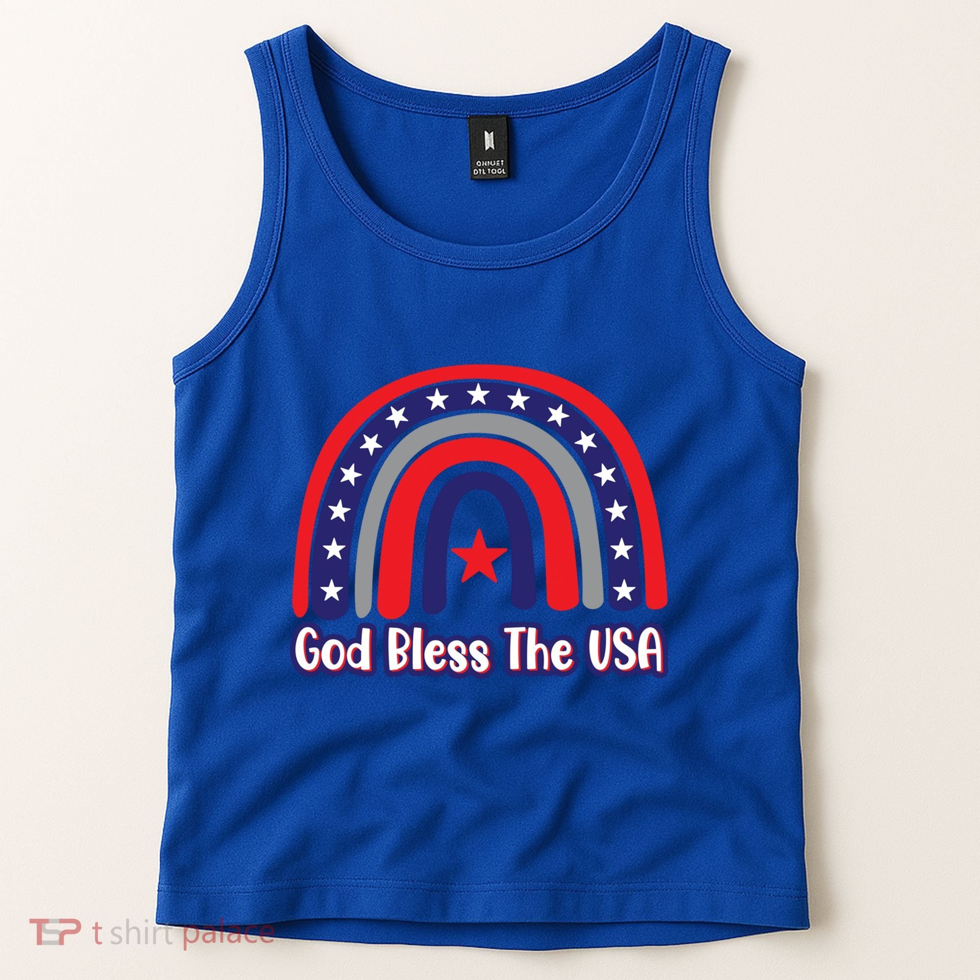 God Bless The Usa Red White And Blue Boho Rainbow Cute Family Funny Gift Tank Top