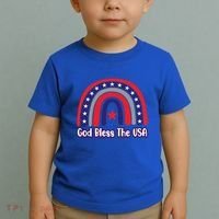God Bless The Usa Red White And Blue Boho Rainbow Cute Family Funny Gift Toddler T-Shirt thumb 2