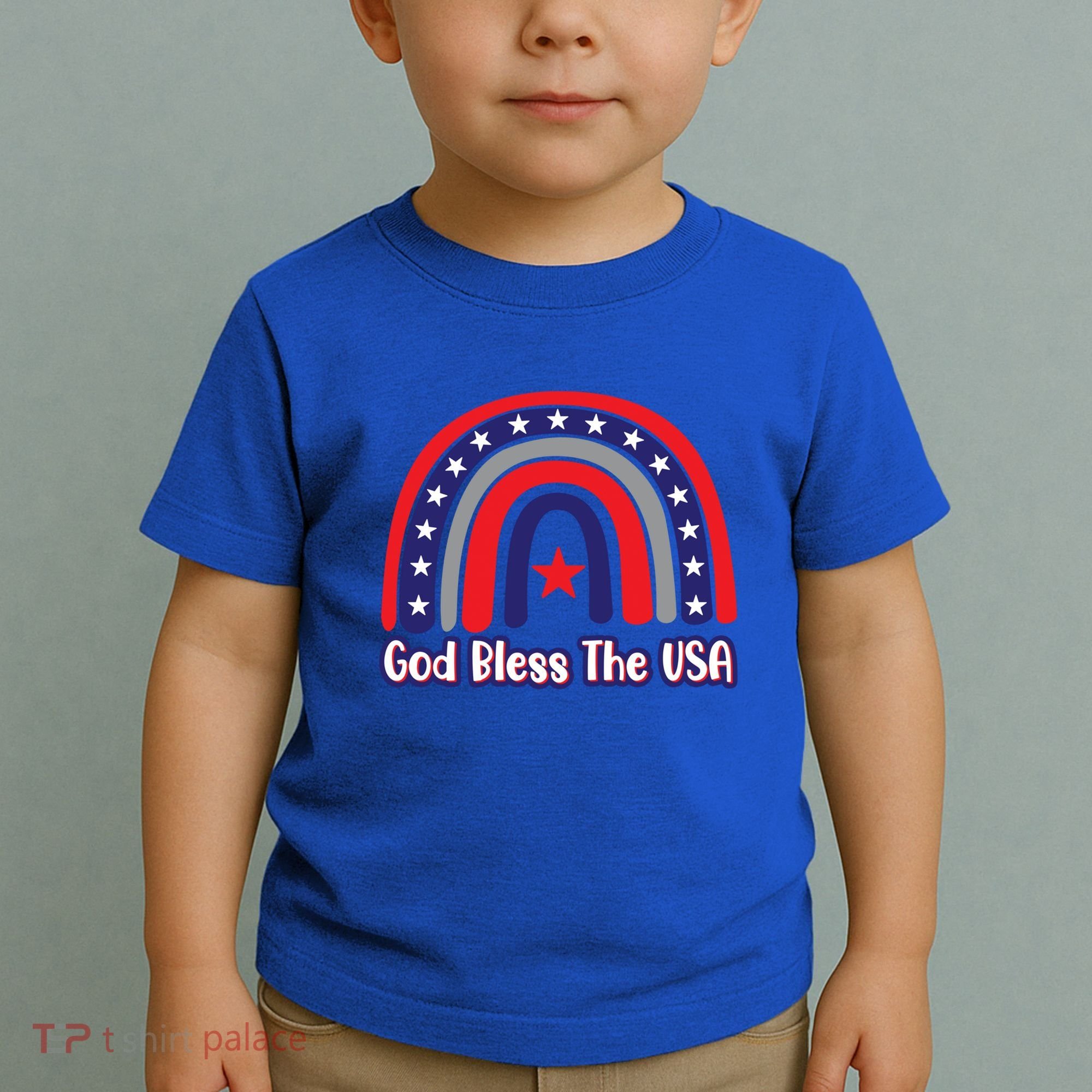 God Bless The Usa Red White And Blue Boho Rainbow Cute Family Funny Gift Toddler T-Shirt