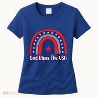 God Bless The Usa Red White And Blue Boho Rainbow Cute Family Funny Gift Women's T-Shirt thumb 0