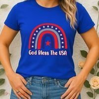 God Bless The Usa Red White And Blue Boho Rainbow Cute Family Funny Gift Women's T-Shirt thumb 2