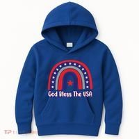 God Bless The Usa Red White And Blue Boho Rainbow Cute Family Funny Gift Kids Hoodie thumb 0