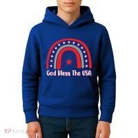 God Bless The Usa Red White And Blue Boho Rainbow Cute Family Funny Gift Kids Hoodie thumb 4