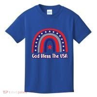 God Bless The Usa Red White And Blue Boho Rainbow Cute Family Funny Gift Kids T-Shirt thumb 0