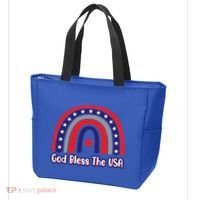 God Bless The Usa Red White And Blue Boho Rainbow Cute Family Funny Gift Tote Bag thumb 3