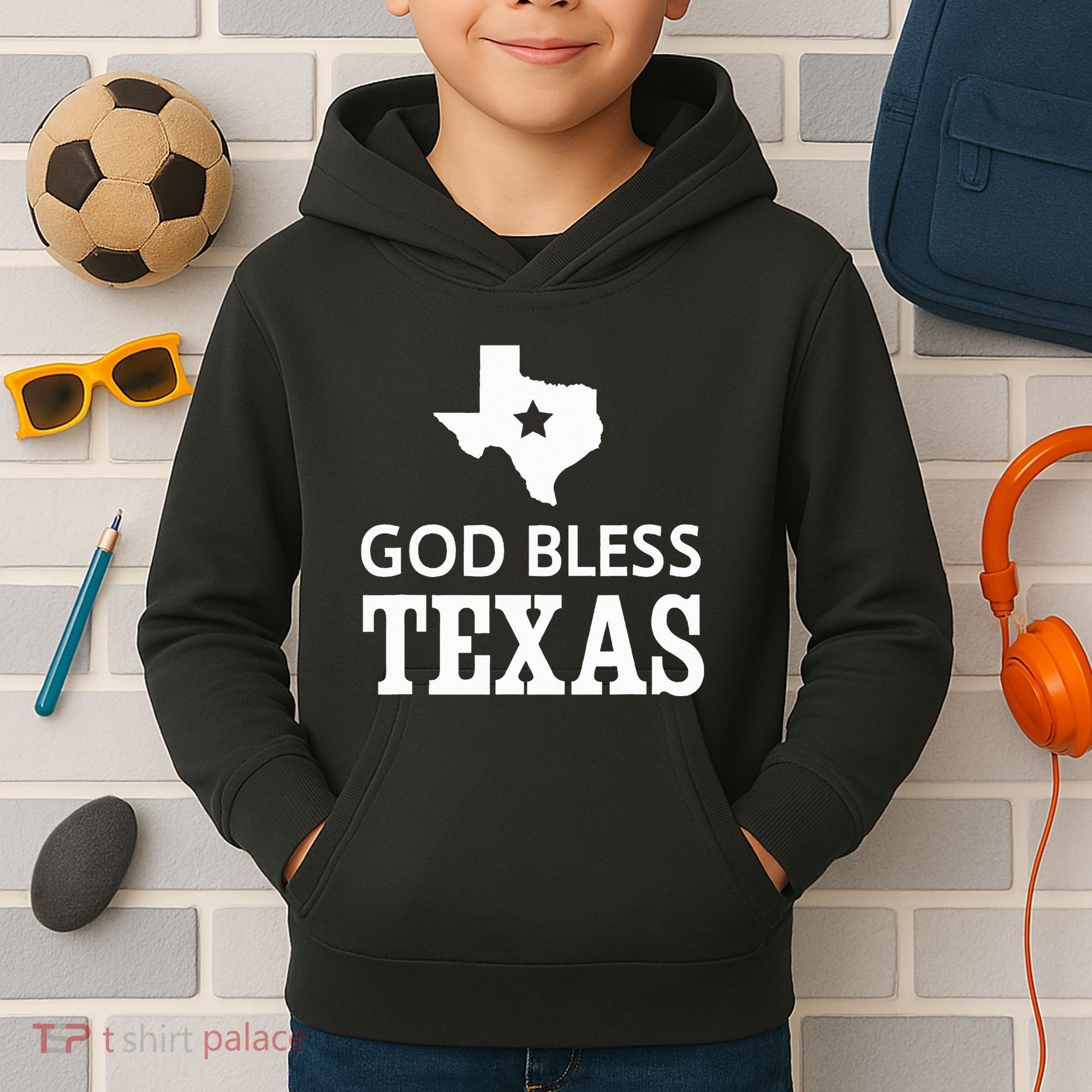 God Bless Texas Kids Hoodie