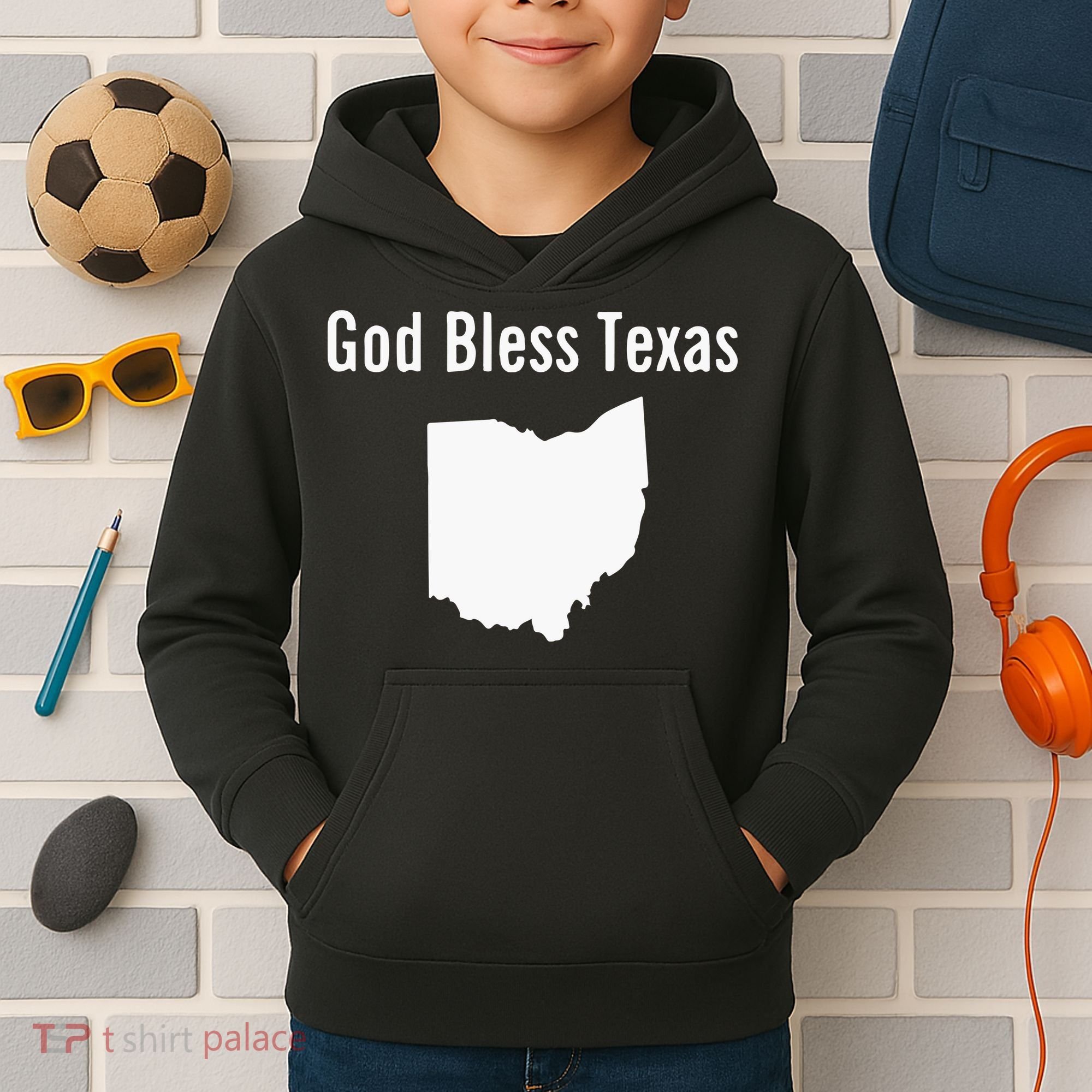 God Bless Texas Ohio Kids Hoodie